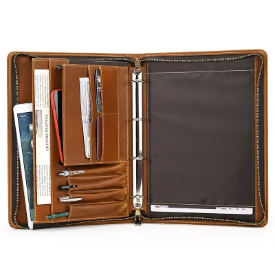 Genuine Leather iPad & Document Holder | Retro Crazy Horse Tablet Case with Pen Slot